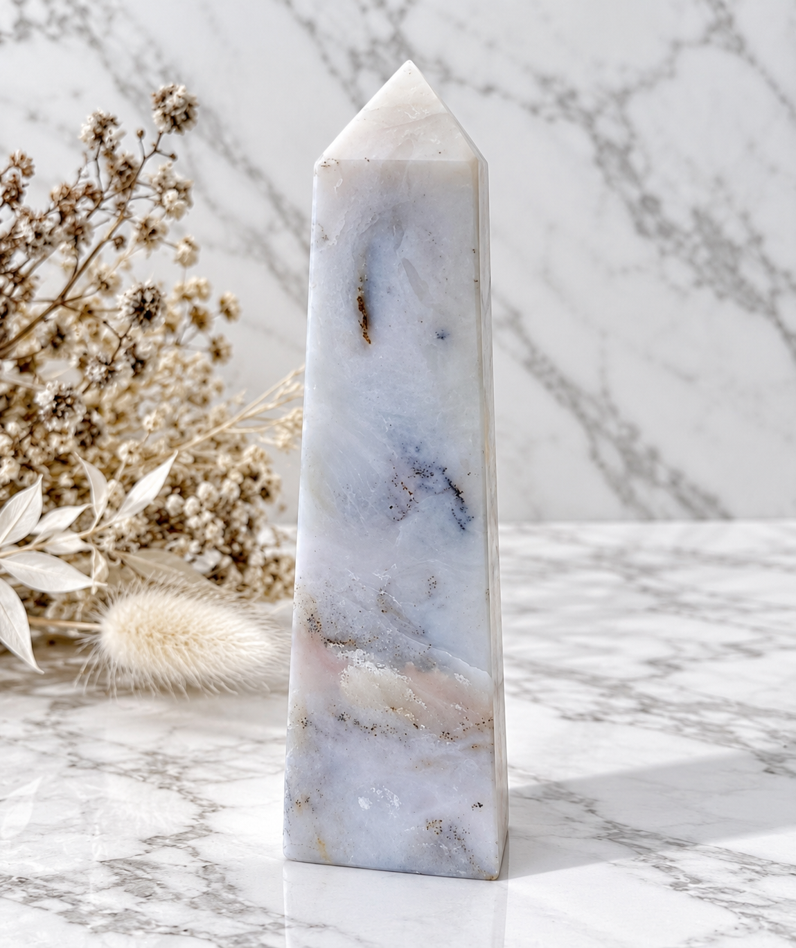 Peruvian Pink Opal Crystal Obelisk