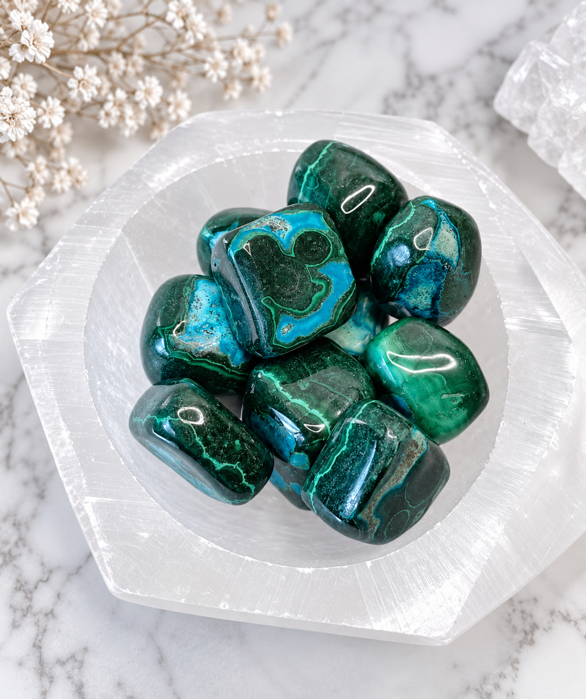 Chrysocolla and Malachite Crystal Tumble