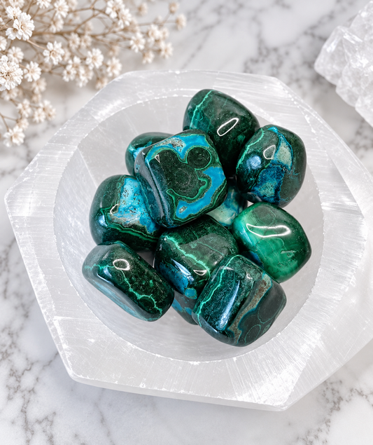 Chrysocolla and Malachite Crystal Tumble