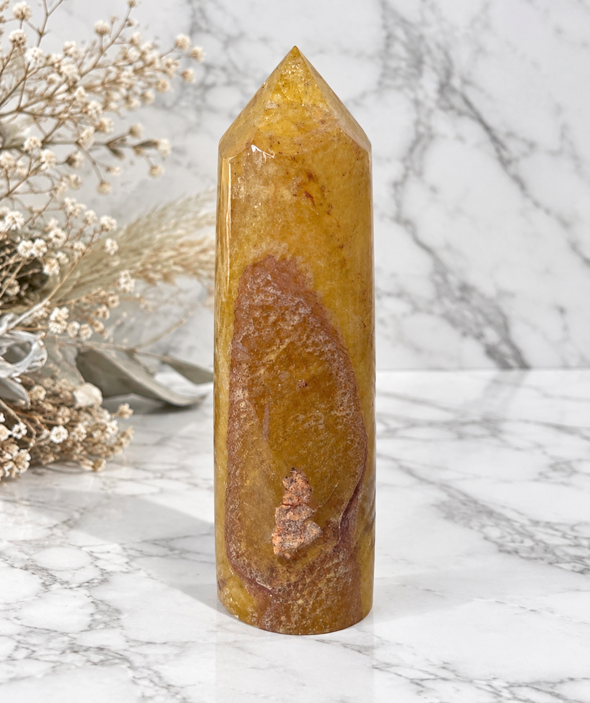 Golden Fluorite Rounded Crystal Tower