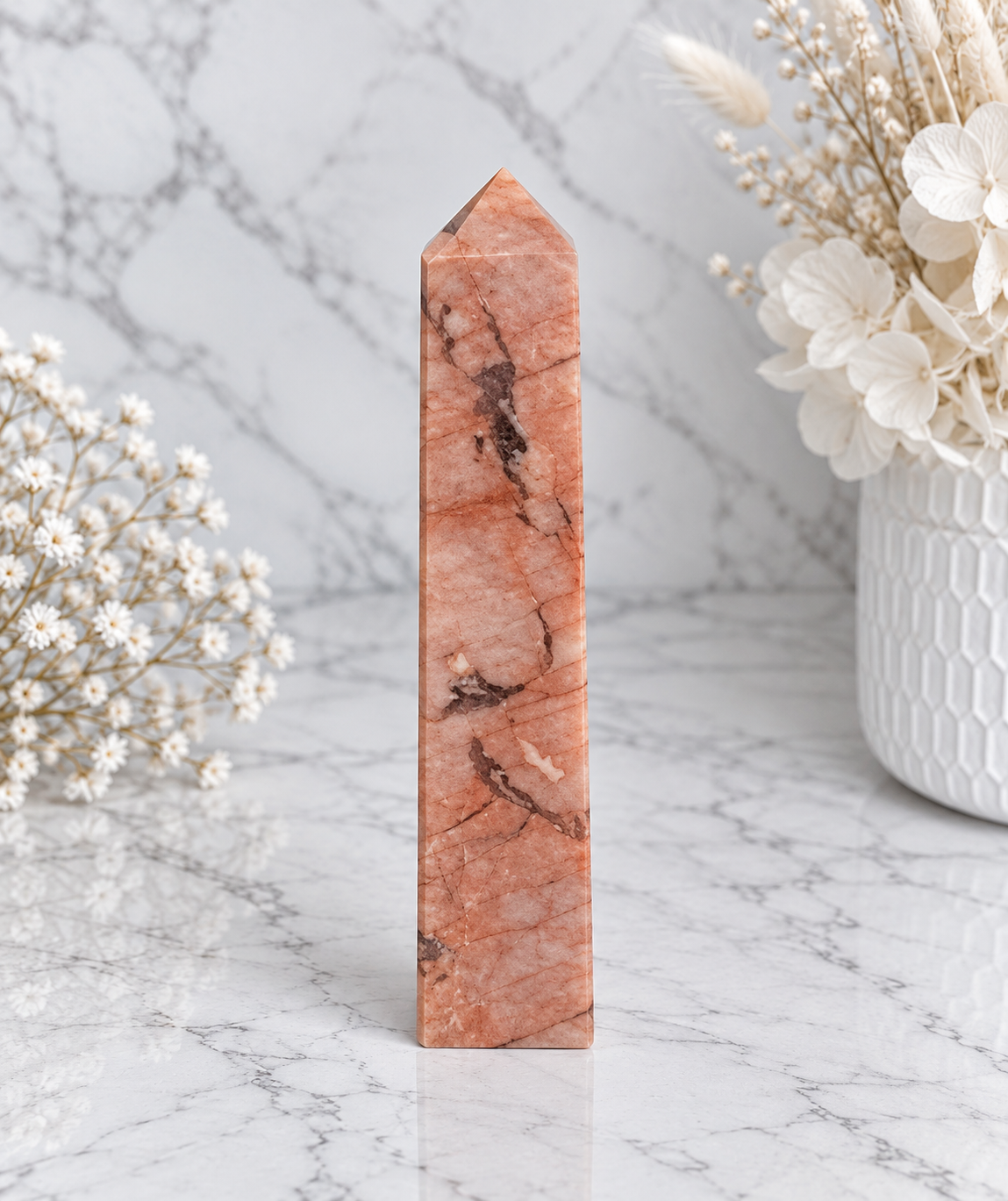 Peach Moonstone Crystal Obelisk