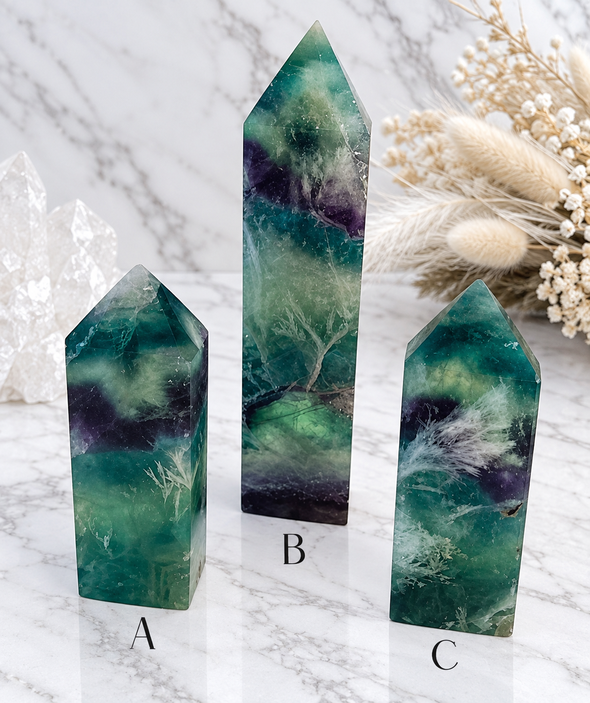 Feather Fluorite Crystal Tower