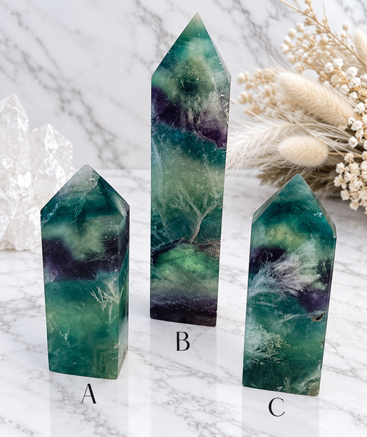 Feather Fluorite Crystal Tower