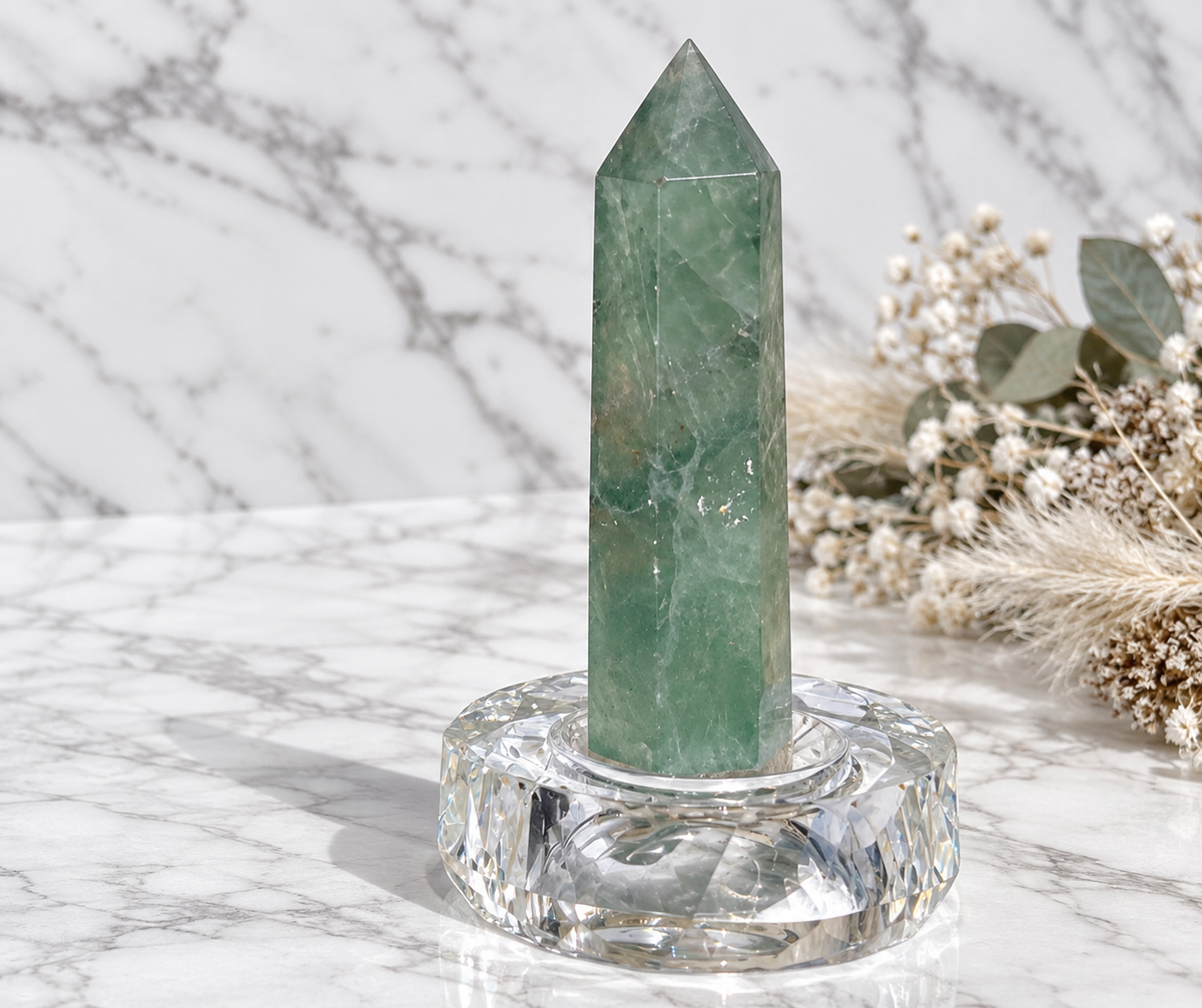 Green Fluorite Crystal Tower