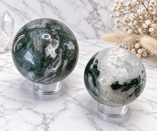 Druzy Moss Agate Crystal Sphere