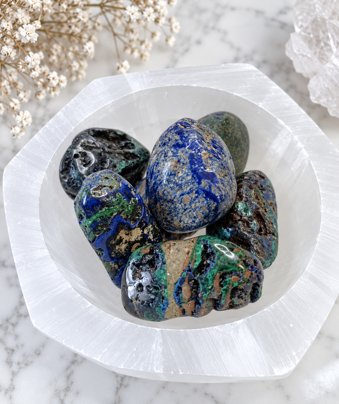 Azurite and Malachite Crystal Tumble