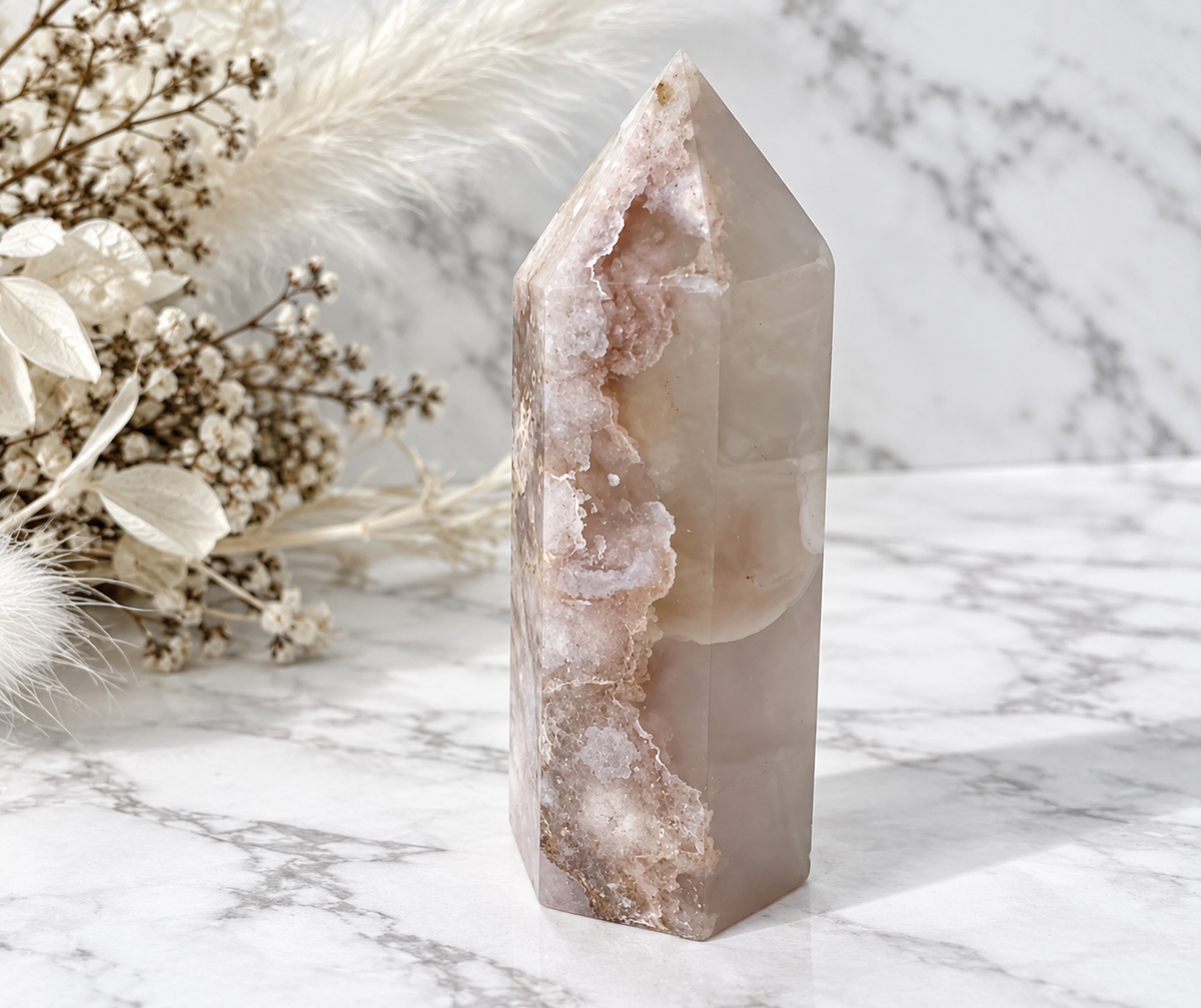 Flower Agate Crystal Tower