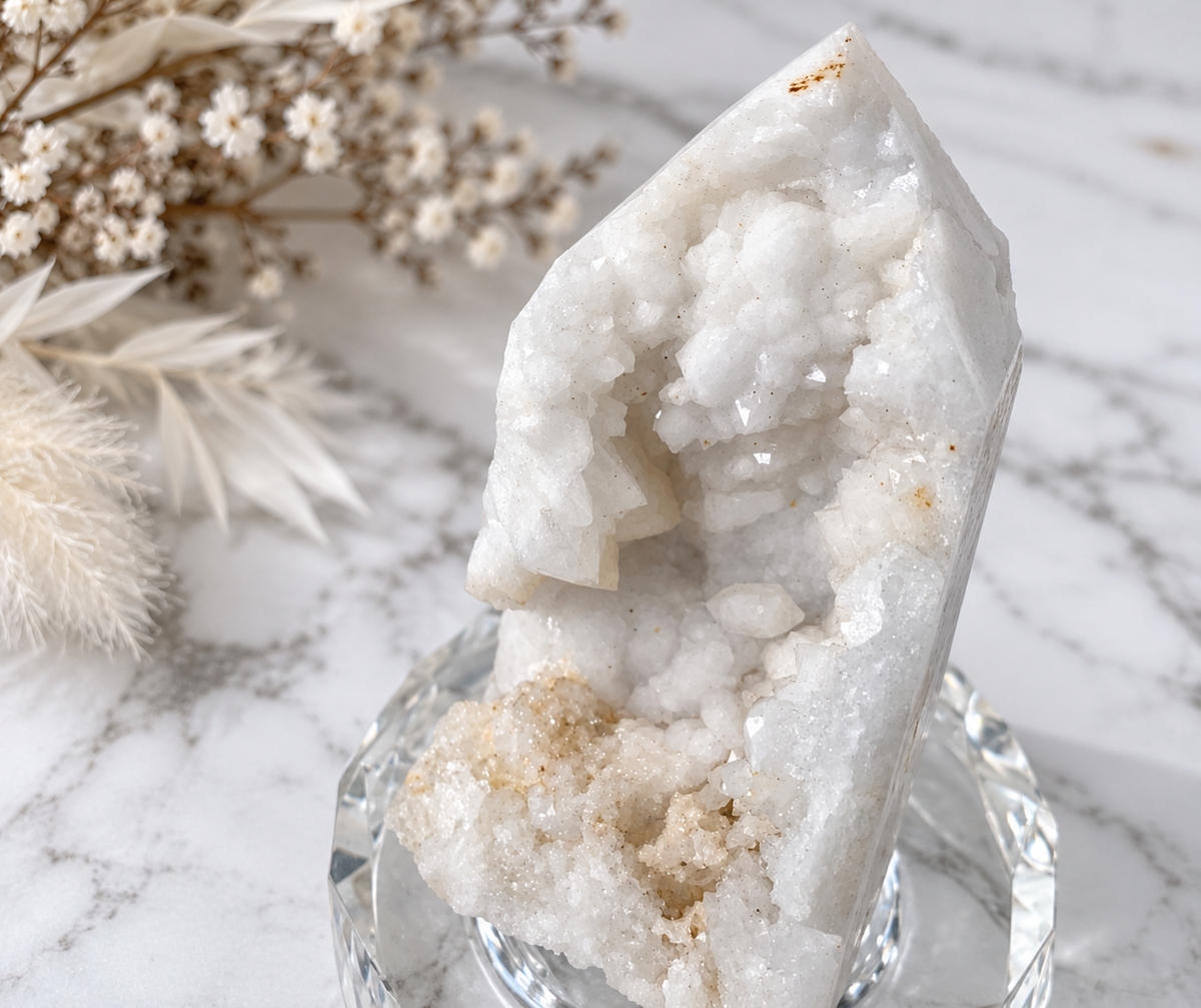 Druzy Quartz & Agate Crystal Geode Point 1