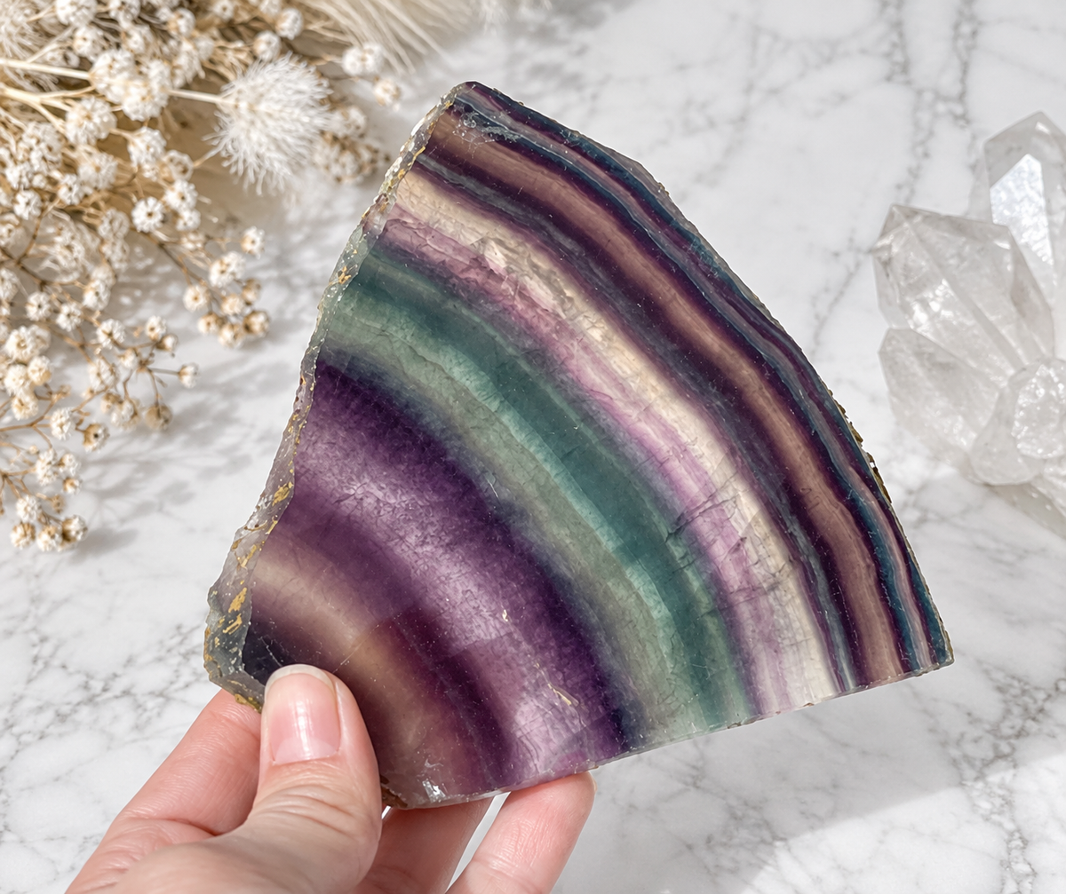 Rainbow Fluorite Crystal Slice