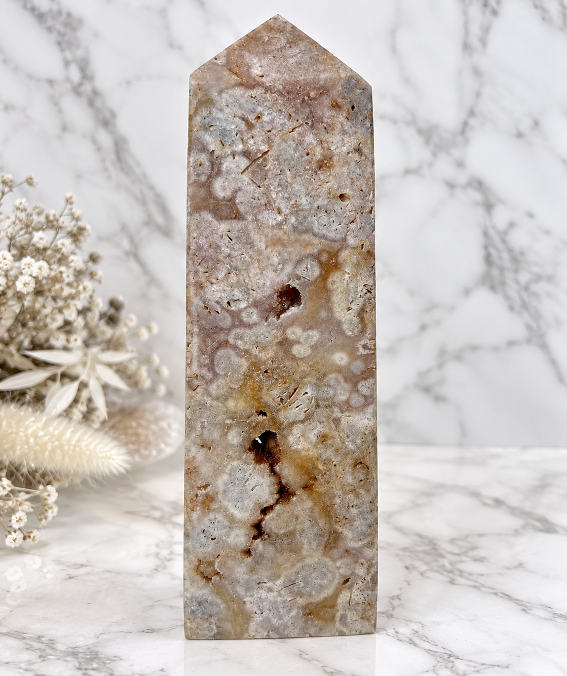 Druzy Pink Amethyst Crystal Obelisk Large