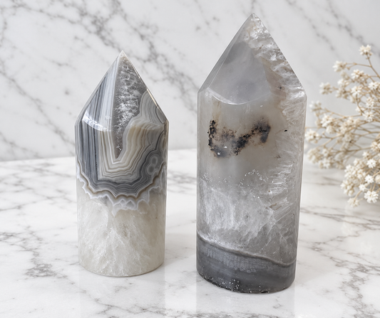 Agate Round Crystal Tower