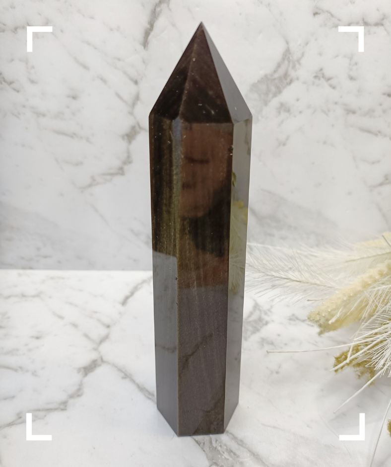 Gold Sheen Obsidian Crystal Tower