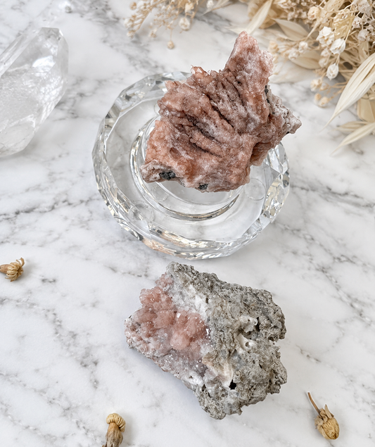 Rare Pink Quartz Raw Crystal Cluster