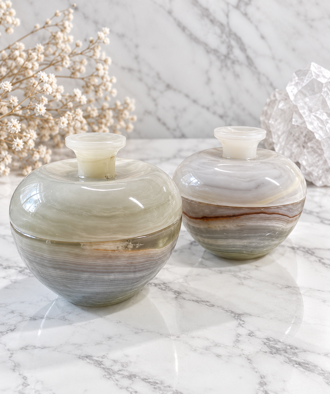 White Onyx Crystal Apple Jar