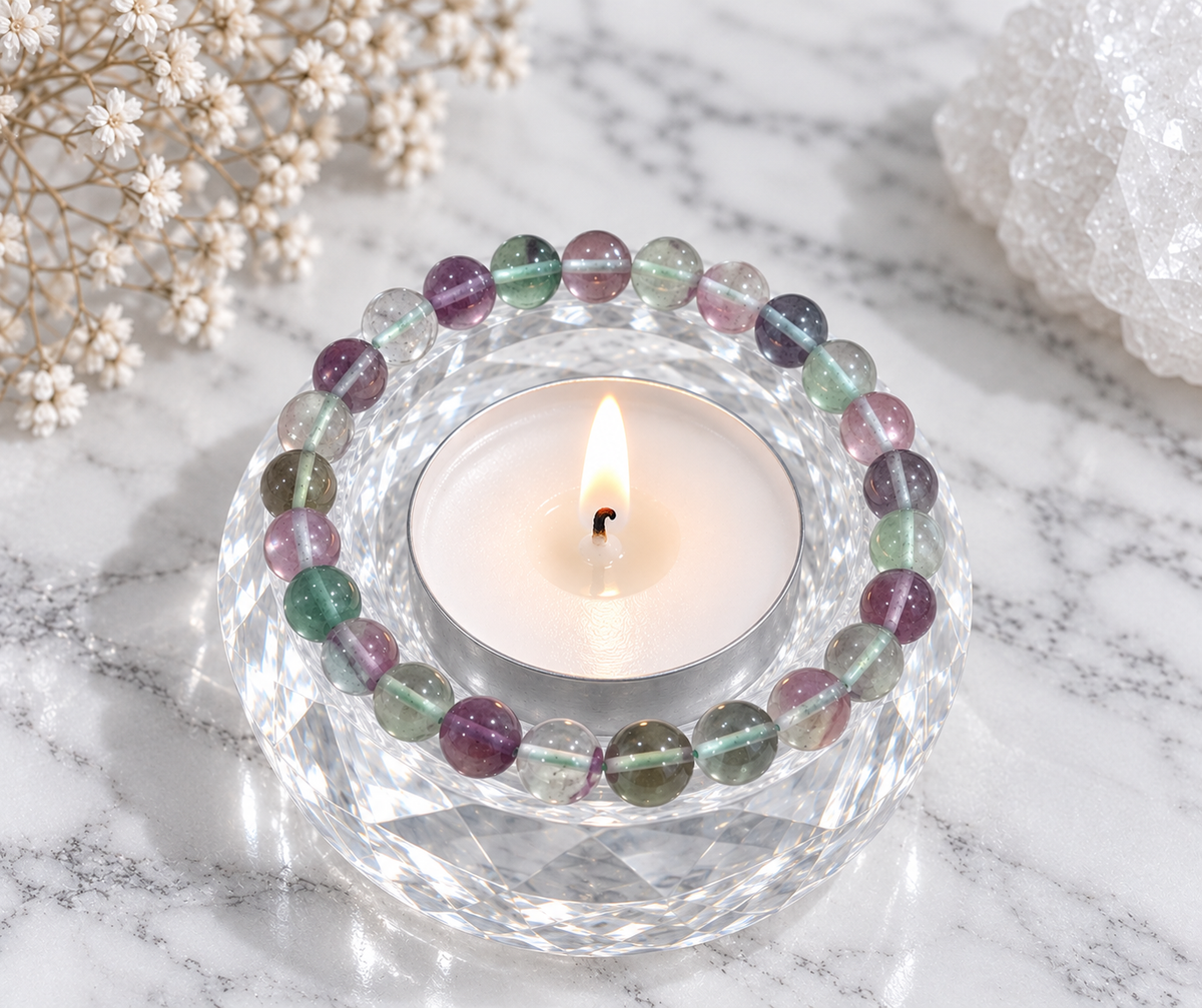 Med Rainbow Fluorite Crystal Bracelet