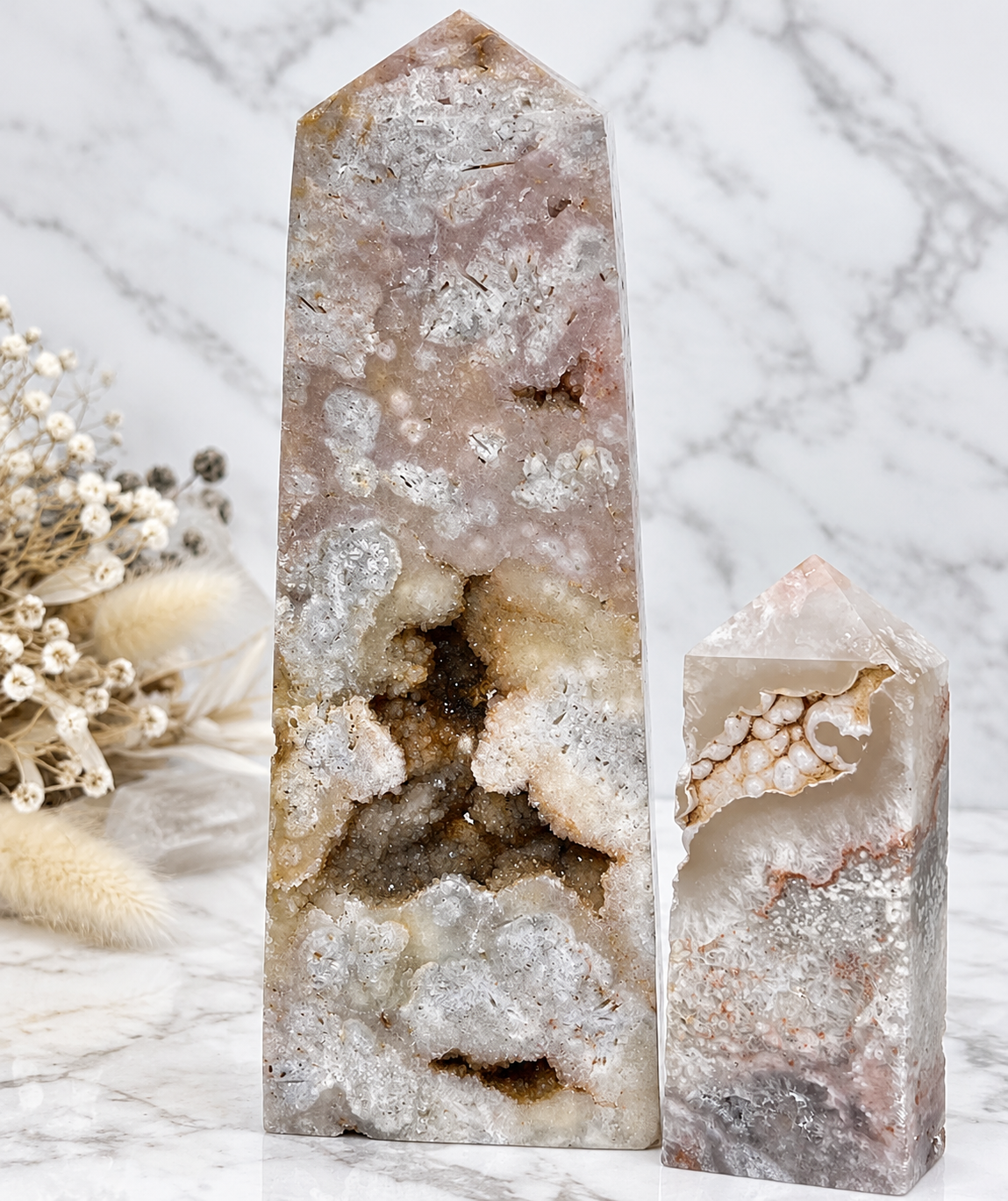 Druzy Pink Amethyst Crystal Obelisk Large