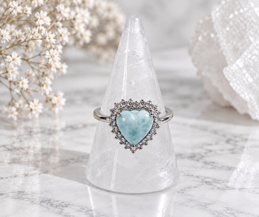 Larimar Heart Crystal Ring