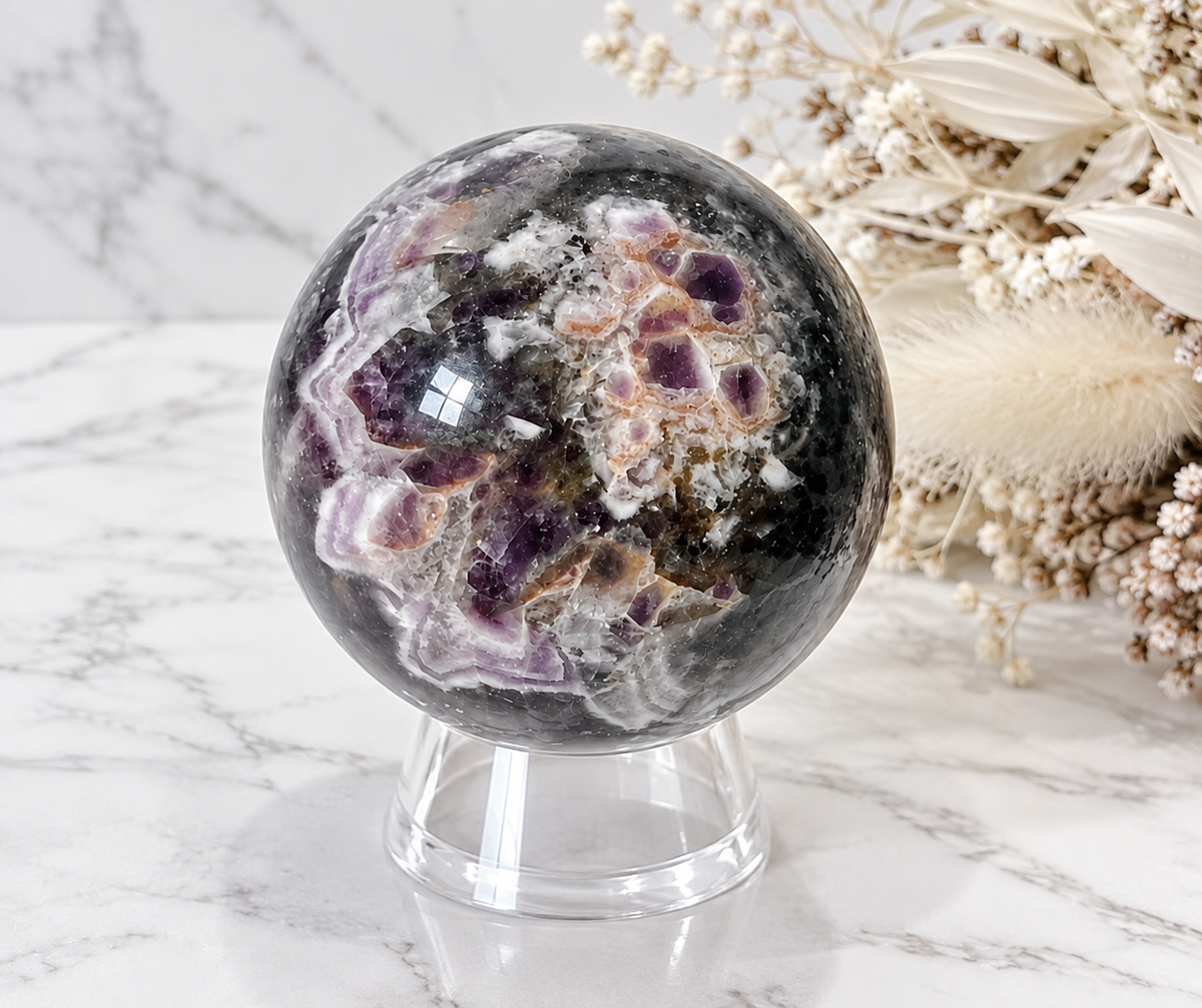 Chevron Amethyst Crystal Sphere