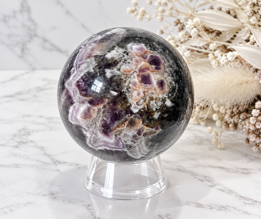 Chevron Amethyst Crystal Sphere