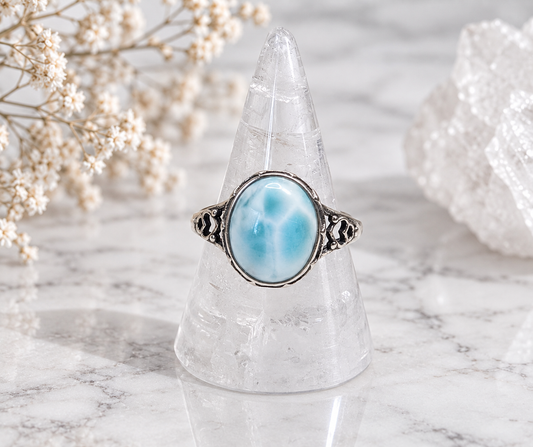 Larimar Circular Crystal Ring