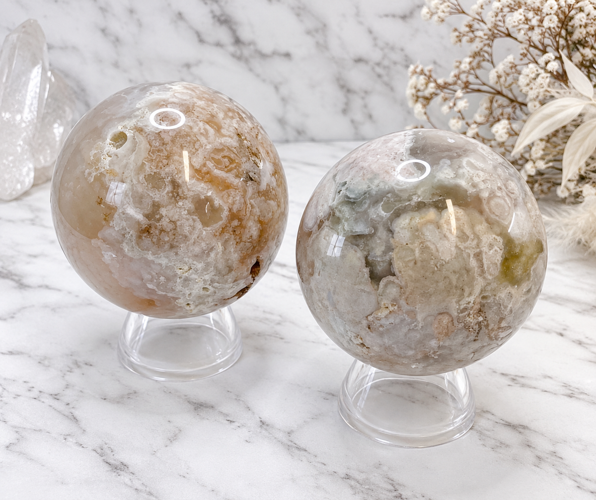 Flower Agate Crystal Sphere