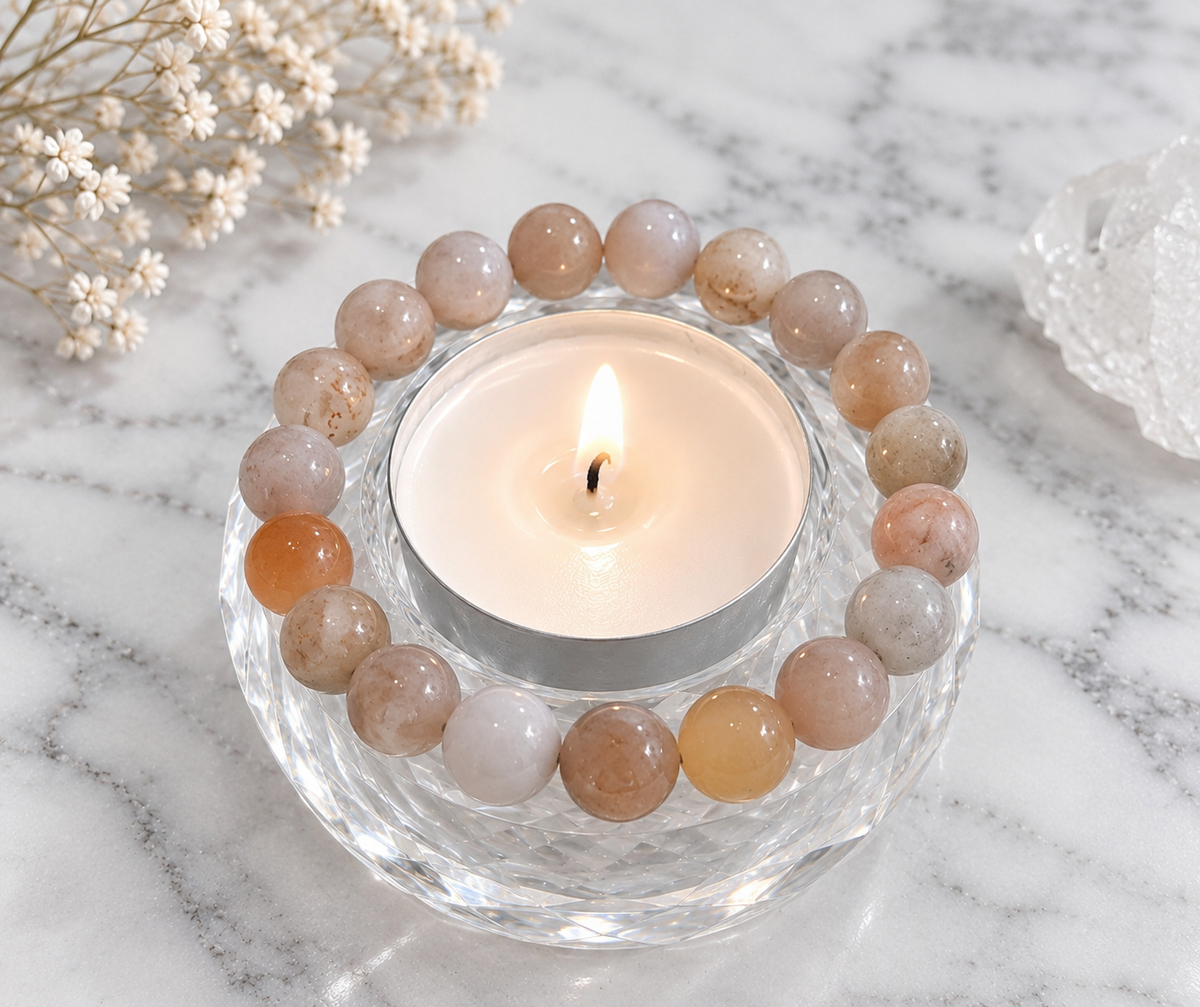 Med Flower Agate Crystal Bracelet