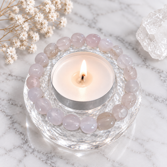 Med Pink Chalcedony Crystal Bracelet