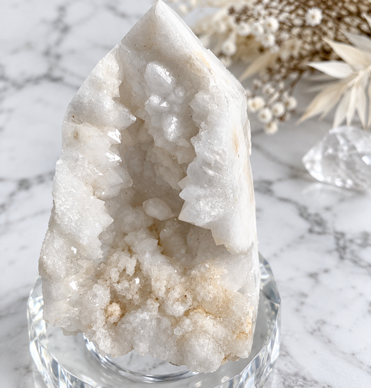 Druzy Quartz & Agate Crystal Geode Point 1