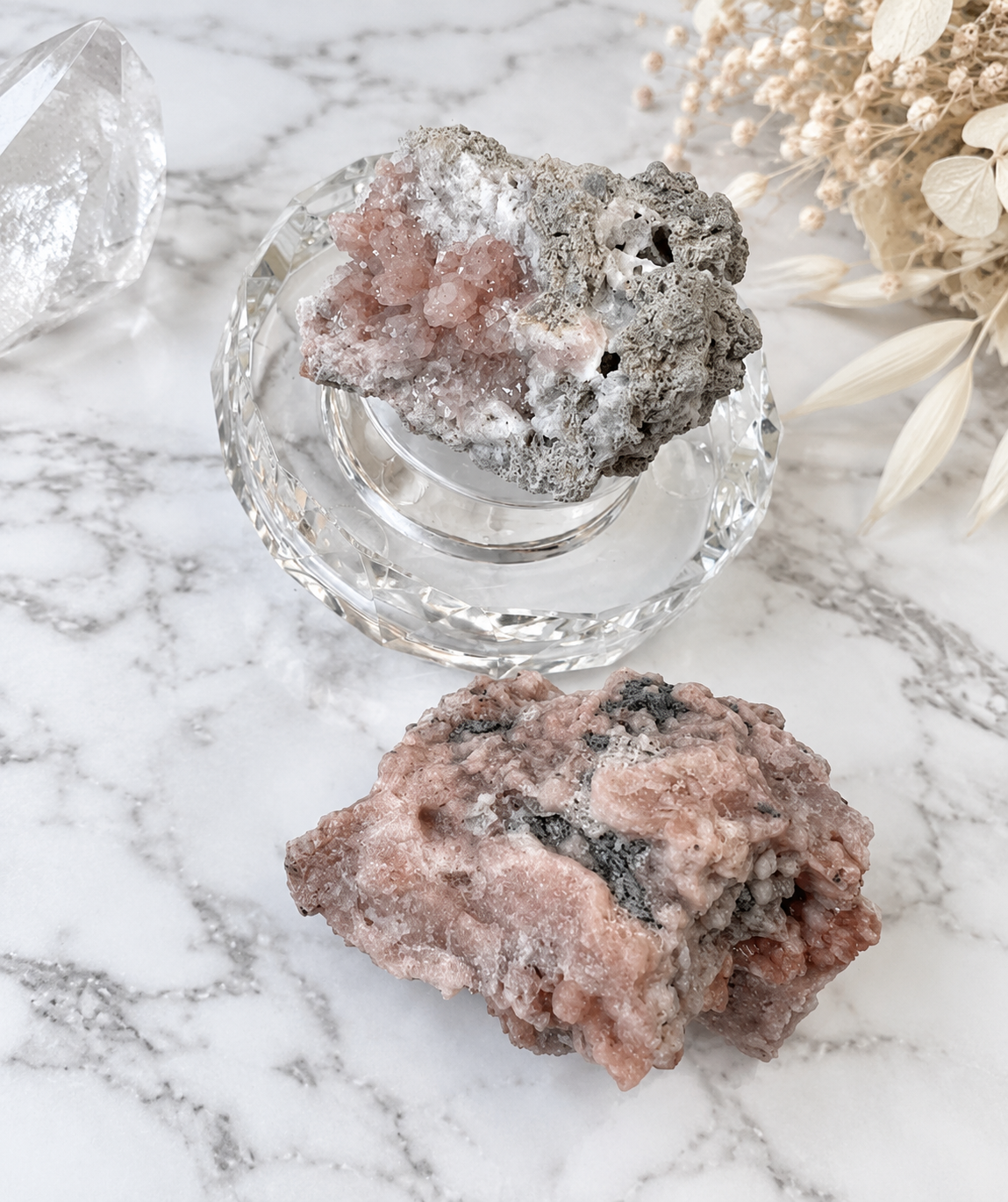 Rare Pink Quartz Raw Crystal Cluster