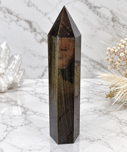 Gold Sheen Obsidian Crystal Tower
