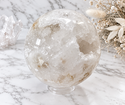 White Calcite Crystal Sphere