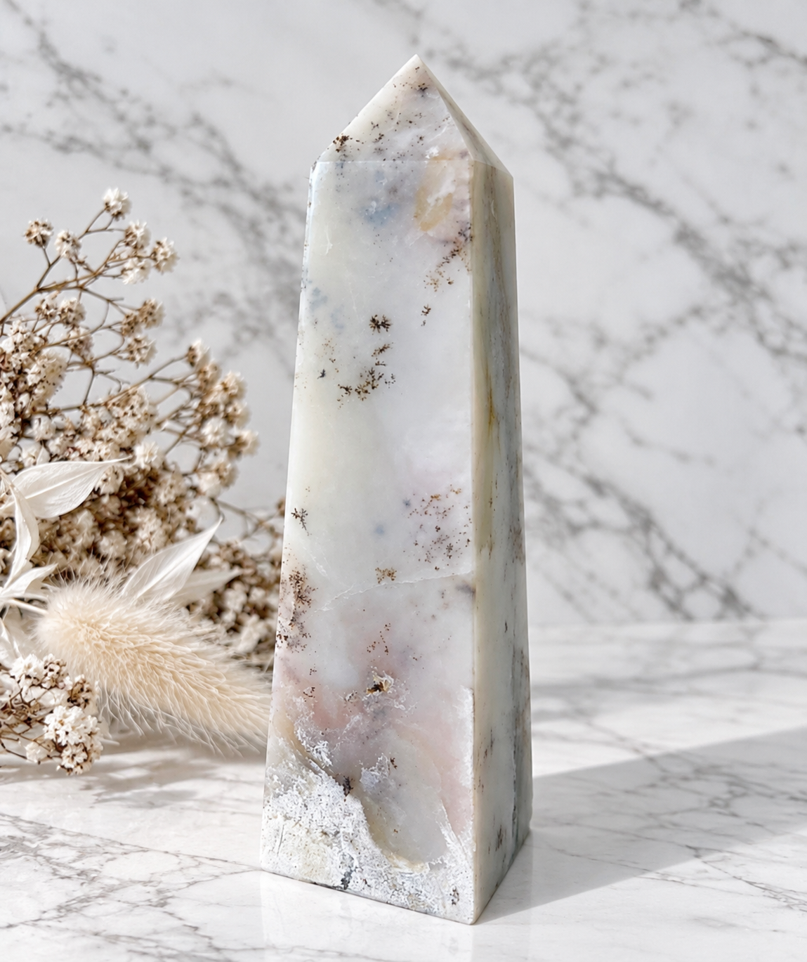 Peruvian Pink Opal Crystal Obelisk