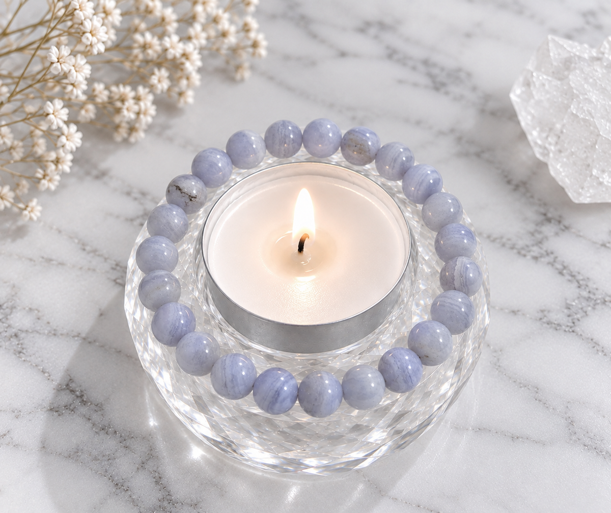 Med Blue Lace Agate Crystal Bracelet