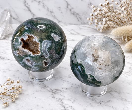 Druzy Moss Agate Crystal Sphere