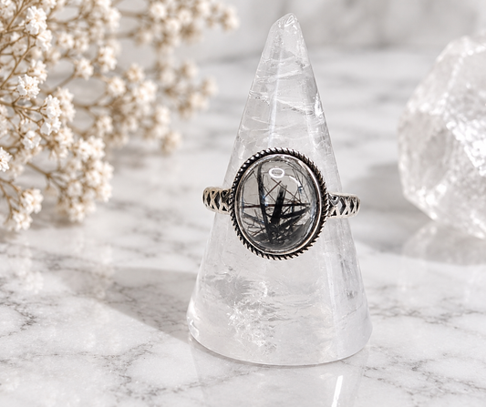 Tourmalinated Quartz Crystal Ring