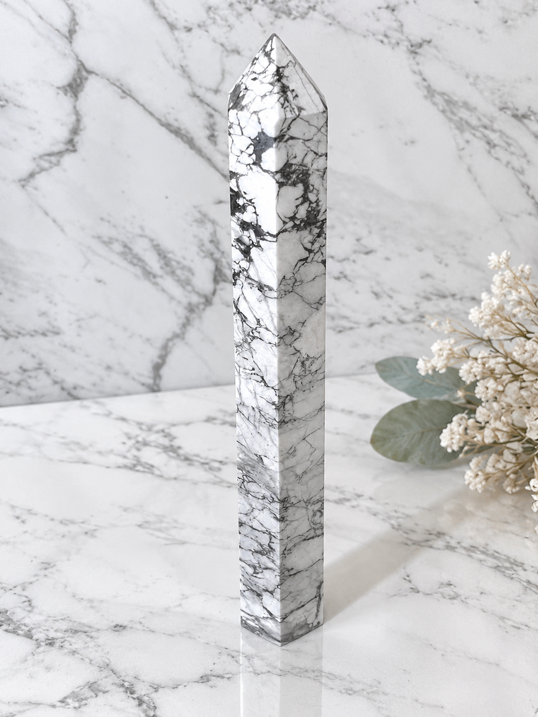 Howlite Crystal Obelisk
