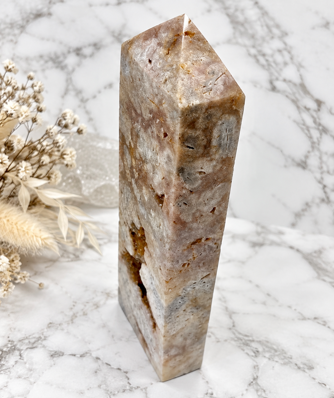Druzy Pink Amethyst Crystal Obelisk Large