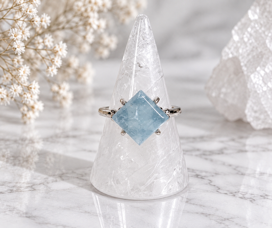 Aquamarine Crystal Ring