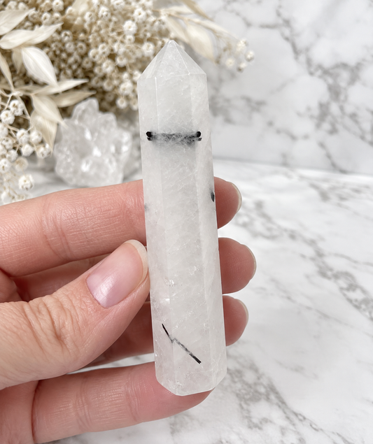 Tourmalinated Quartz Crystal Point