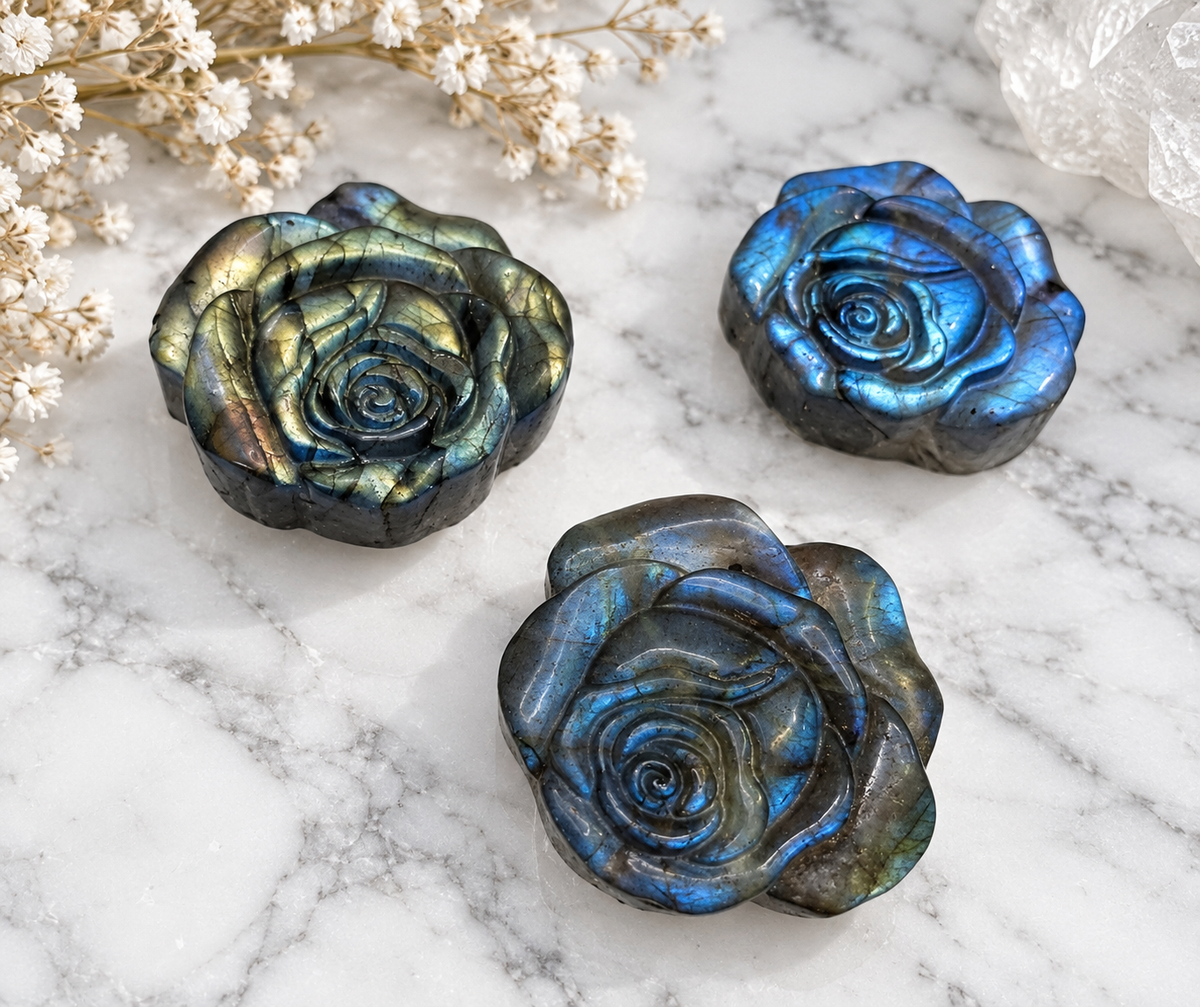 Labradorite Flower Crystal Carving
