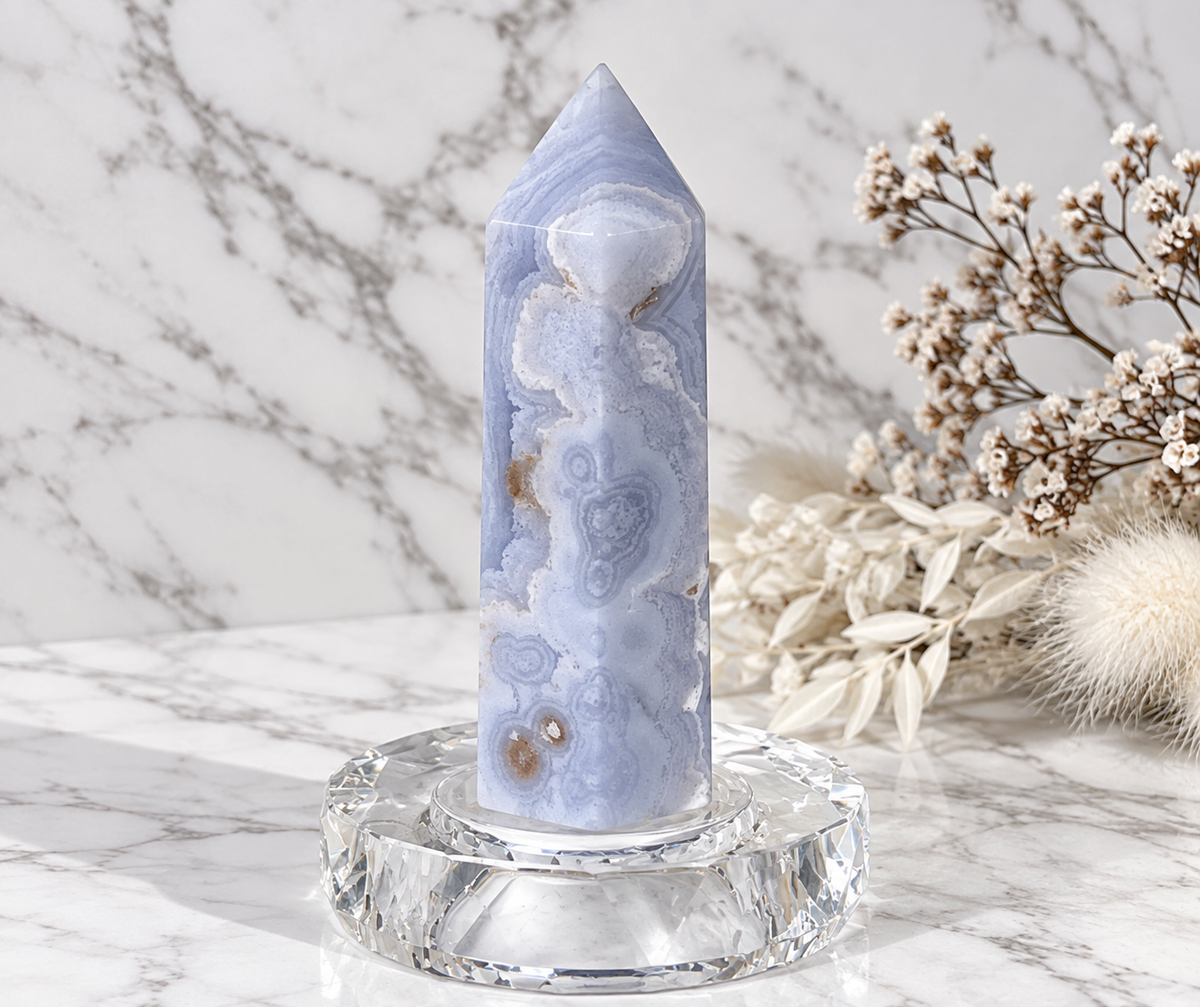 Blue Lace Agate Crystal Tower