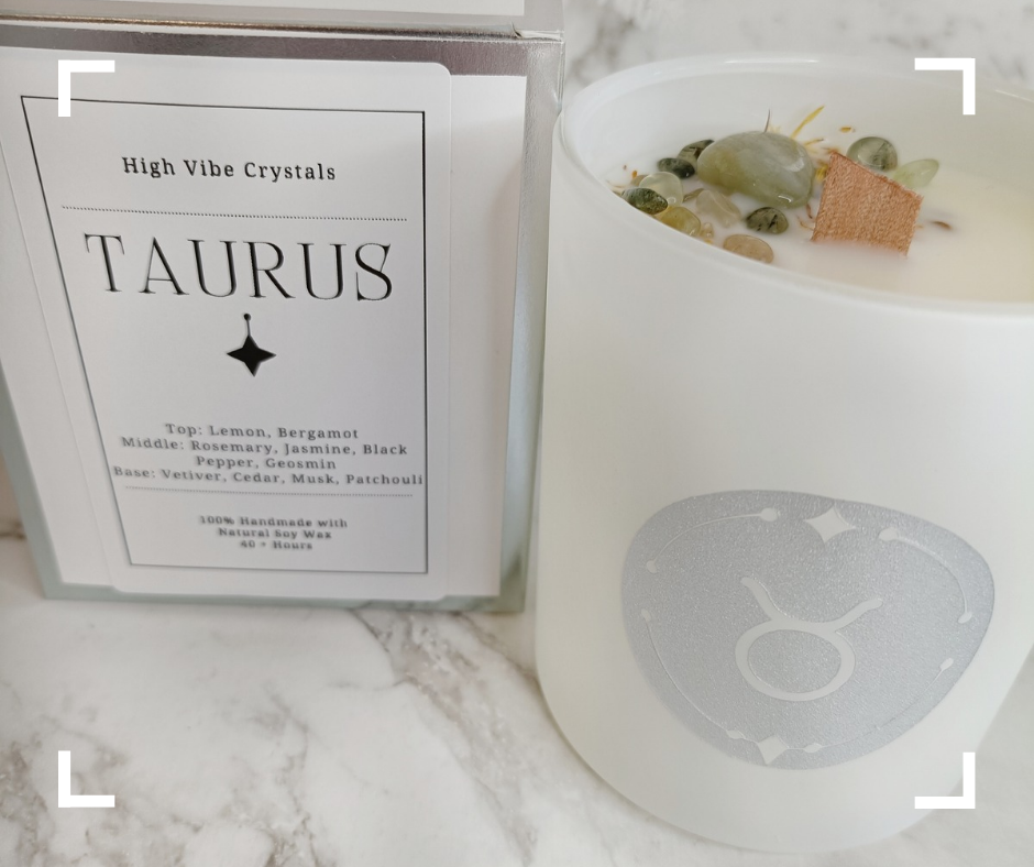 Taurus Crystal Candle