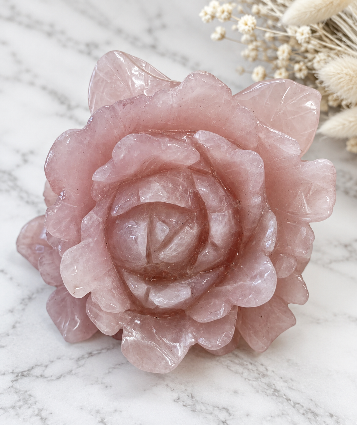 Rose Quartz Crystal Rose