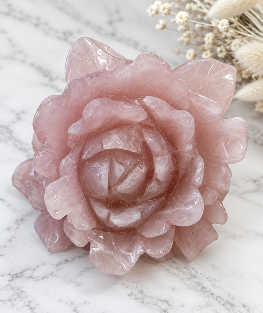 Rose Quartz Crystal Rose