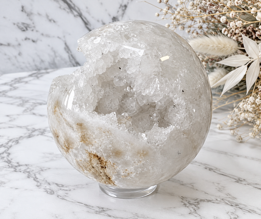 White Calcite Crystal Sphere