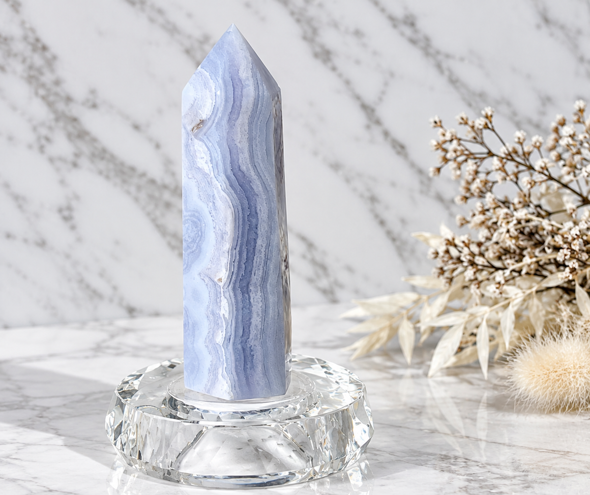Blue Lace Agate Crystal Tower