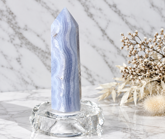 Blue Lace Agate Crystal Tower