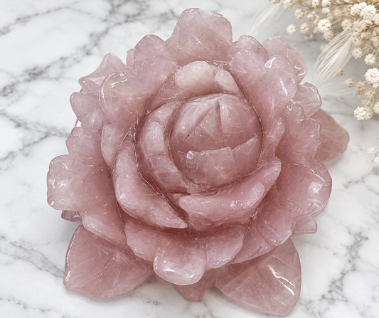 Rose Quartz Crystal Rose