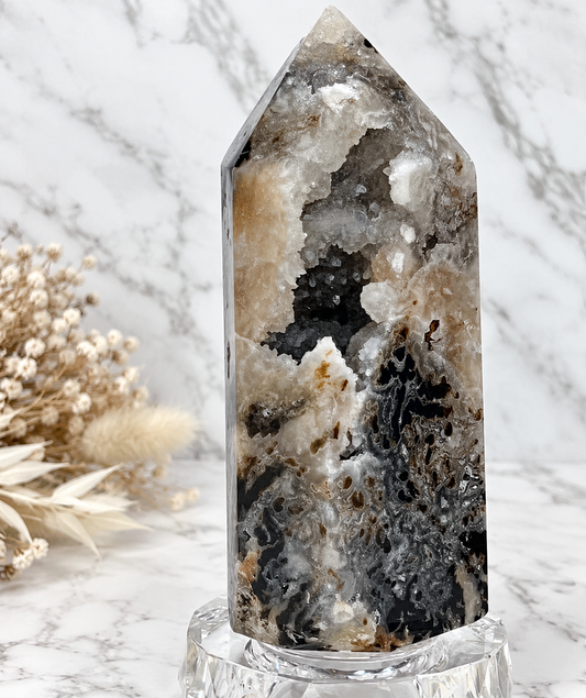 Druzy Quartz & Agate Crystal Tower
