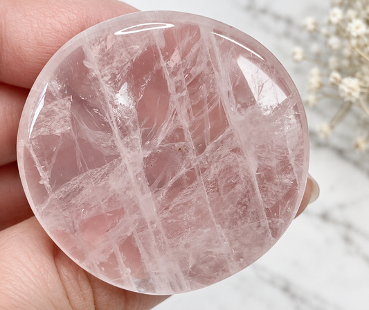 Rose Quartz Crystal Palm Stone